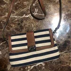 Chaps crossbody purse blue and white